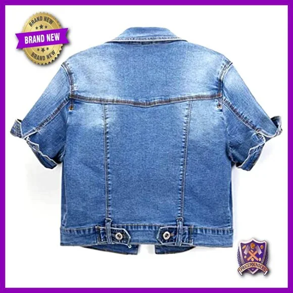 Cropped Denim Trucker Jacket Short Sleeve Summer Casual Y2K Chic